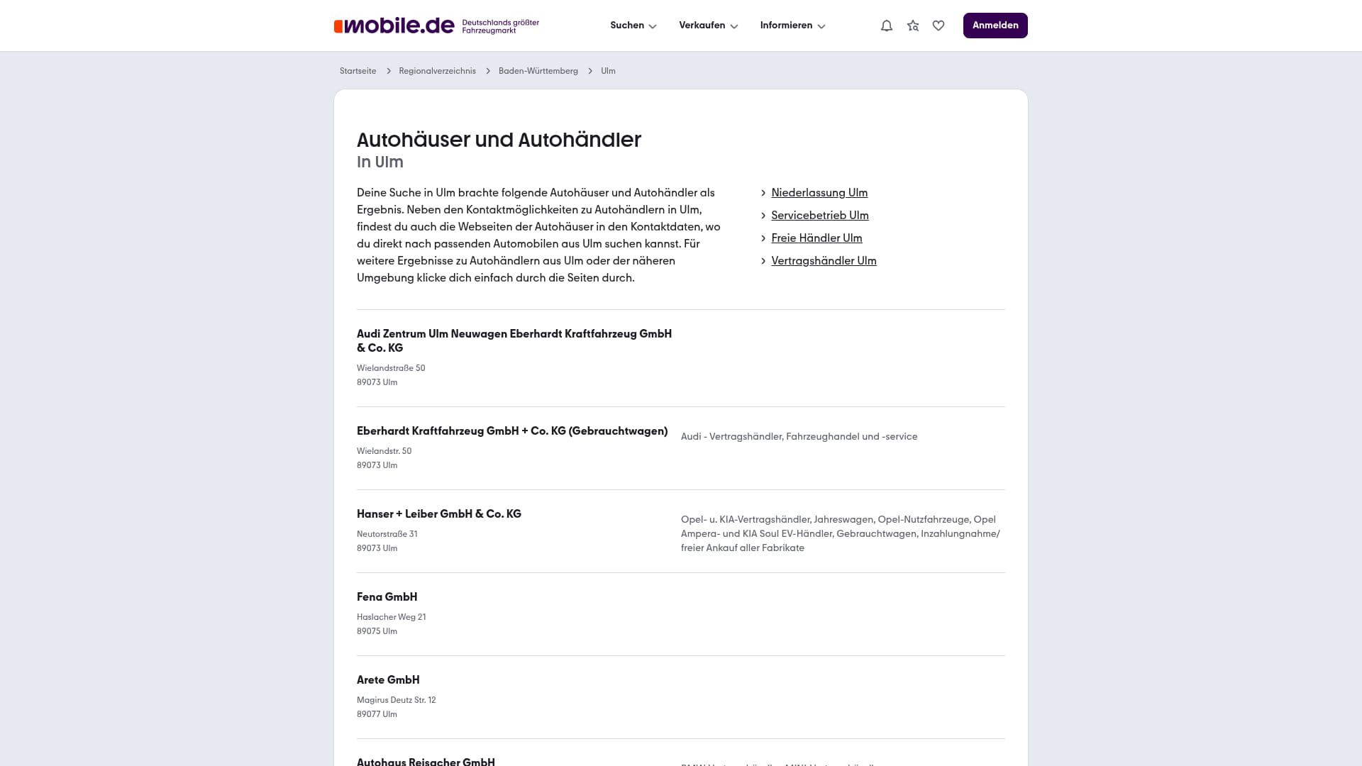 3. Eberhardt Kraftfahrzeug GmbH & Co. KG Homepage